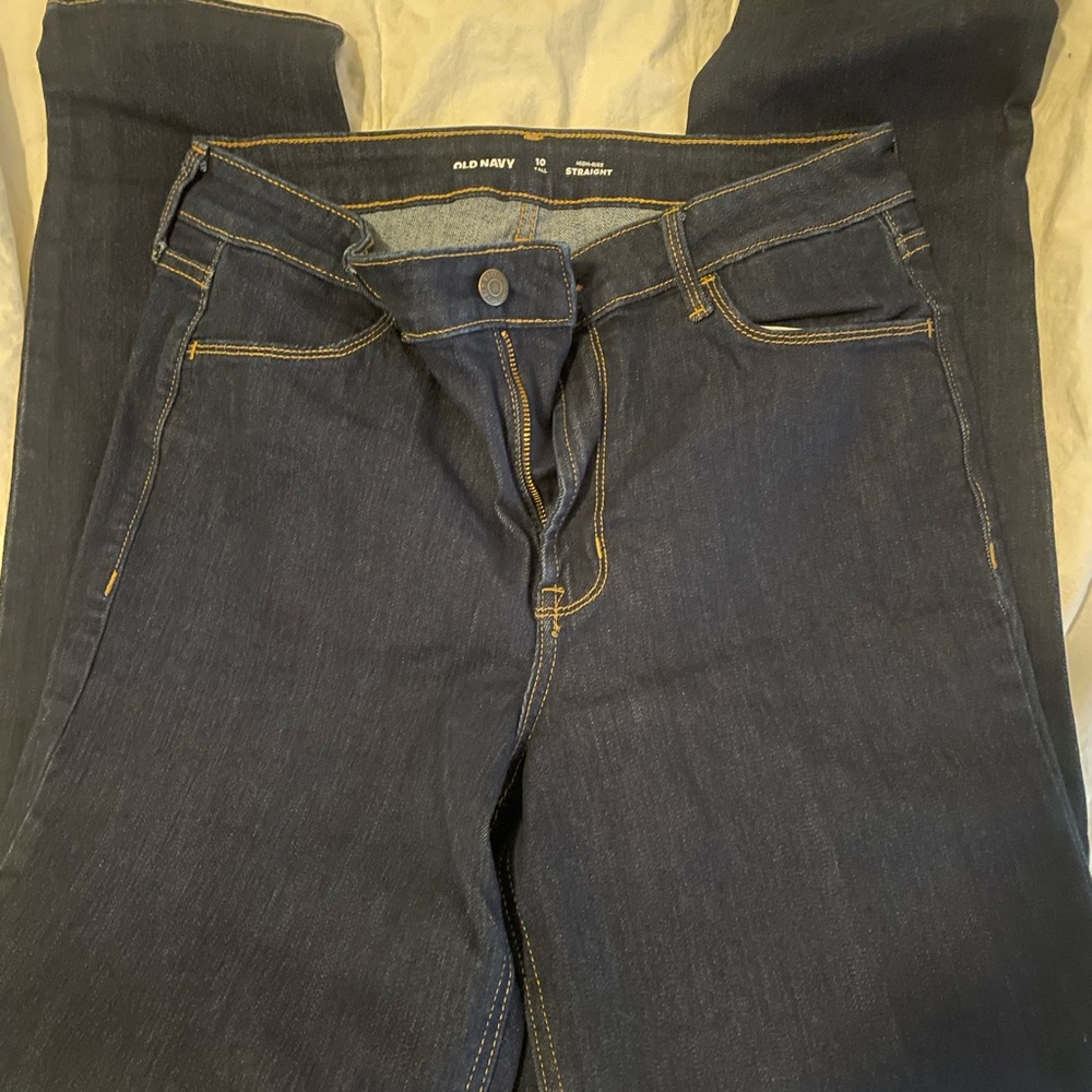 Dark blue old navy high rise straight jean